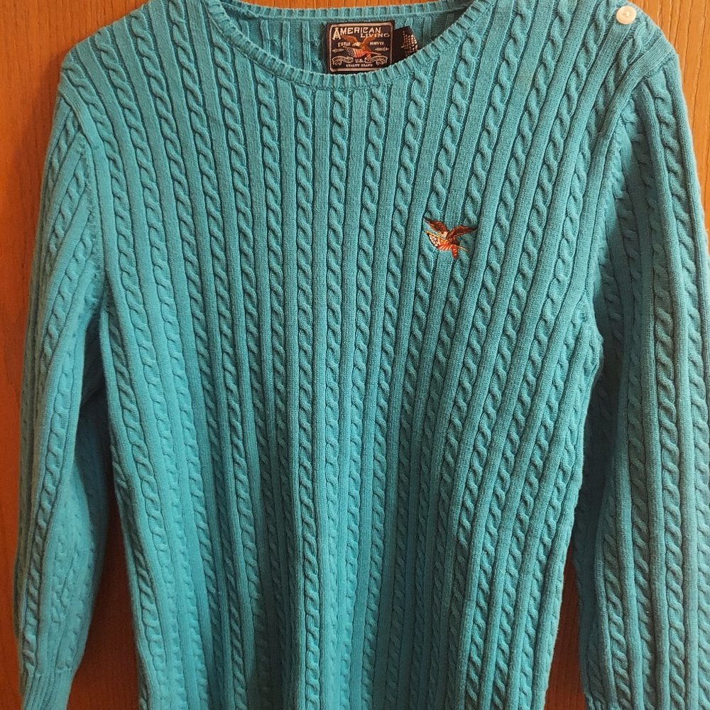 American Living Teal  Long Sleeve Top  Size Medium